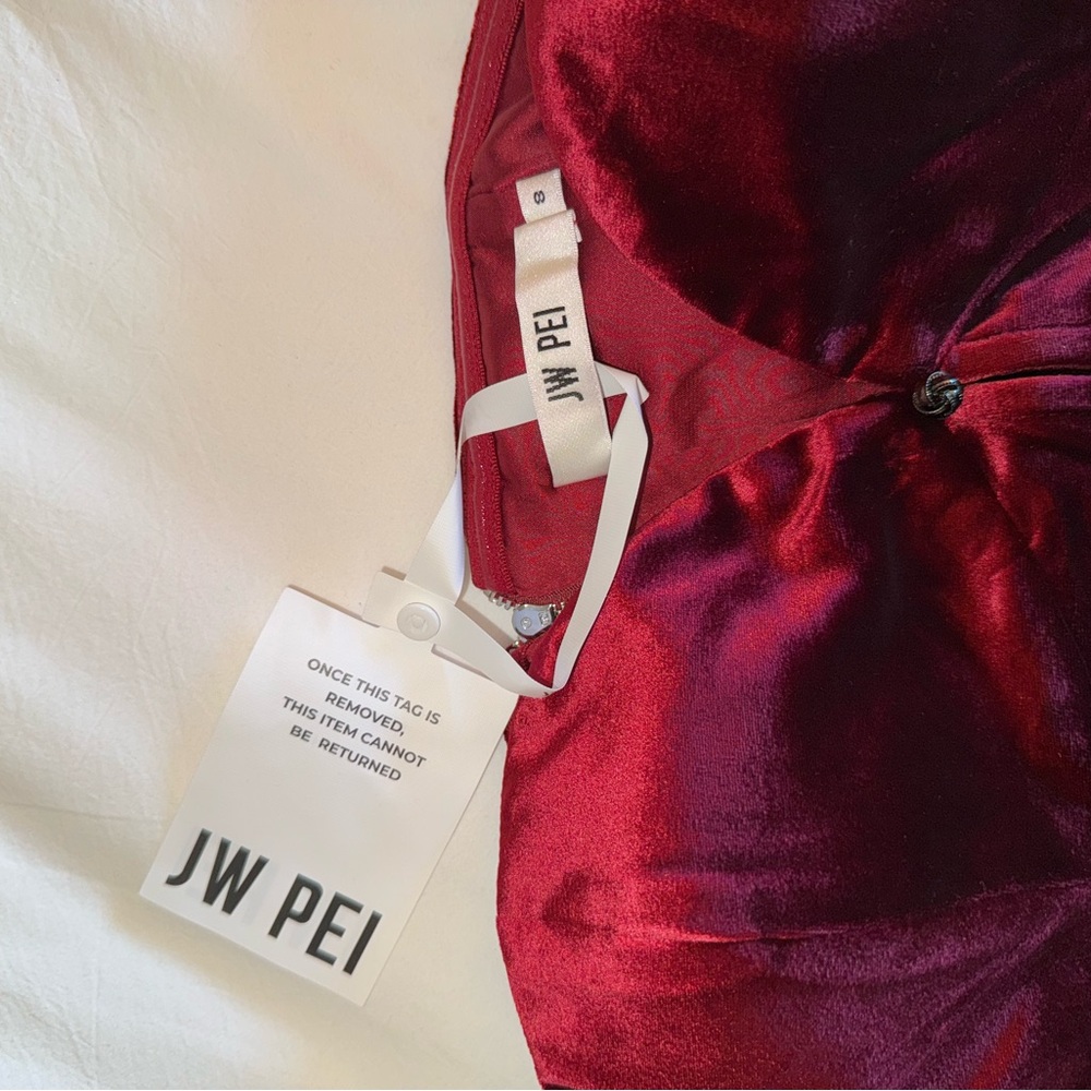 ✨NWT JW PEI Anna Low-Cut Corset Top Red Velvet Holiday Festive - Picture 9 of 13